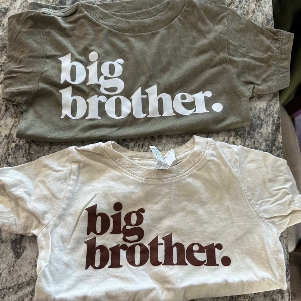 Big Brother Kids T-Shirt Set - Olive and Cream